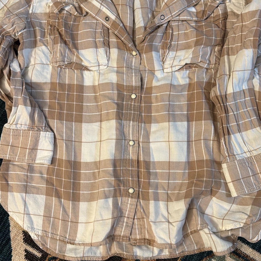 American Eagle Outfitters Brown Plaid Button Down Shirt